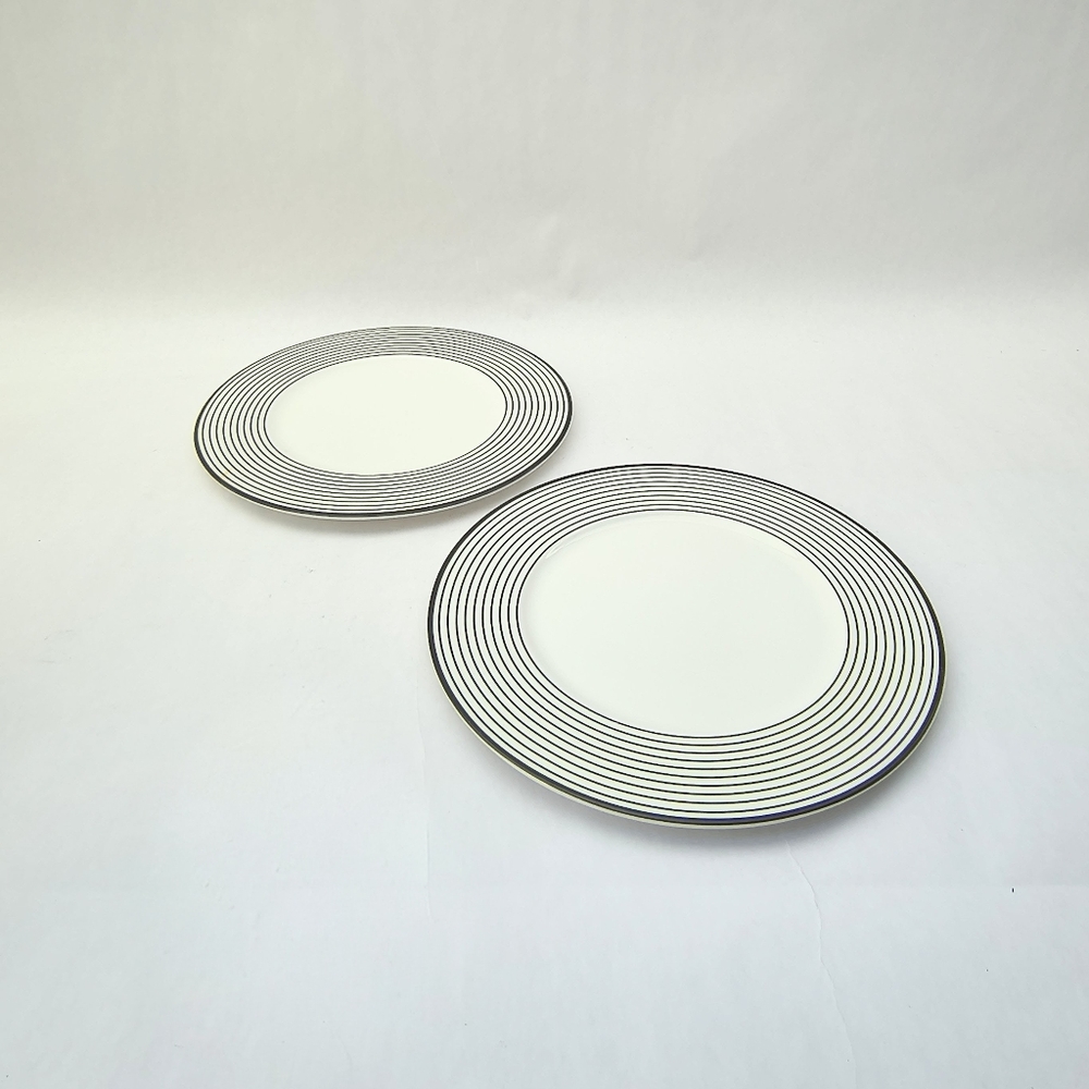 DINNING REDESIGNED by Mikasa Cheers Black & White Striped Salad Plate Set Of 2